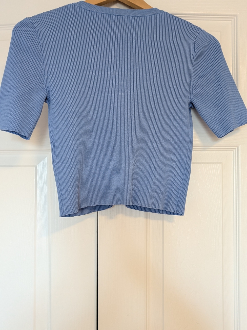 H&M Light Blue Ribbed Short-Sleeve Button Cardigan - Picture 7 of 8